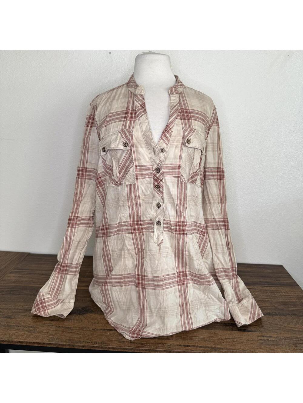 Paradise Shores XL 100% Cotton Plaid Button-Up Shirt